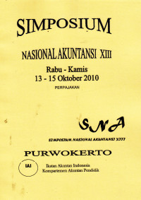 Image of SIMPOSIUM NASIONAL AKUNTANSI XIII PURWOKERTO