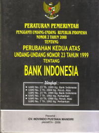 Image of PERATURAN PEMERINTAH PENGGANTI UNDANG-UNDANG REPUBLIK INDONESIA NO 2 TH 2008 TENTANG PERUBAHAN KEDUA ATAS UNDANG-UNDANG NO 23 TH 1999 TENTANG BANK INDONESIA